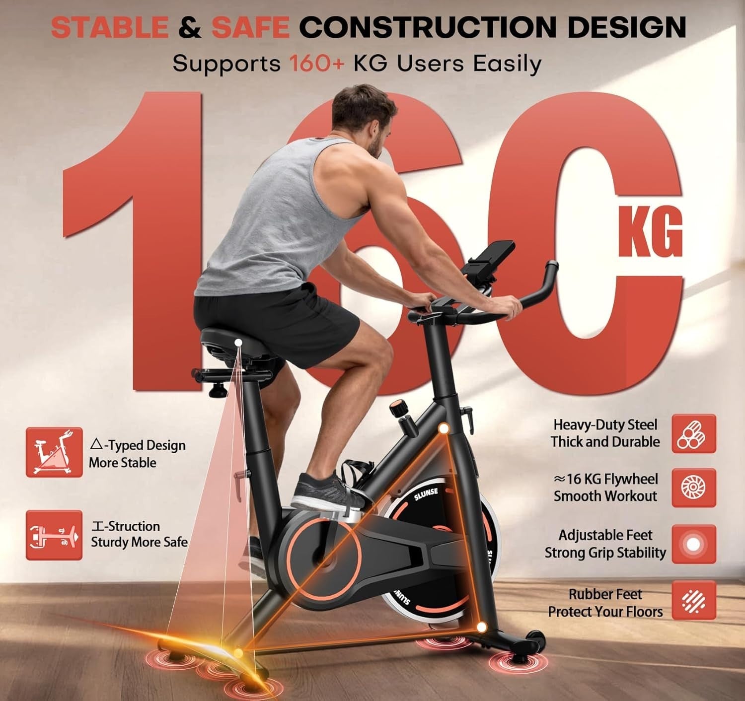 Quiet Magnetic Spin Bike w/ APP, LCD, 35lb Flywheel, 100 Levels & 350lb Cap