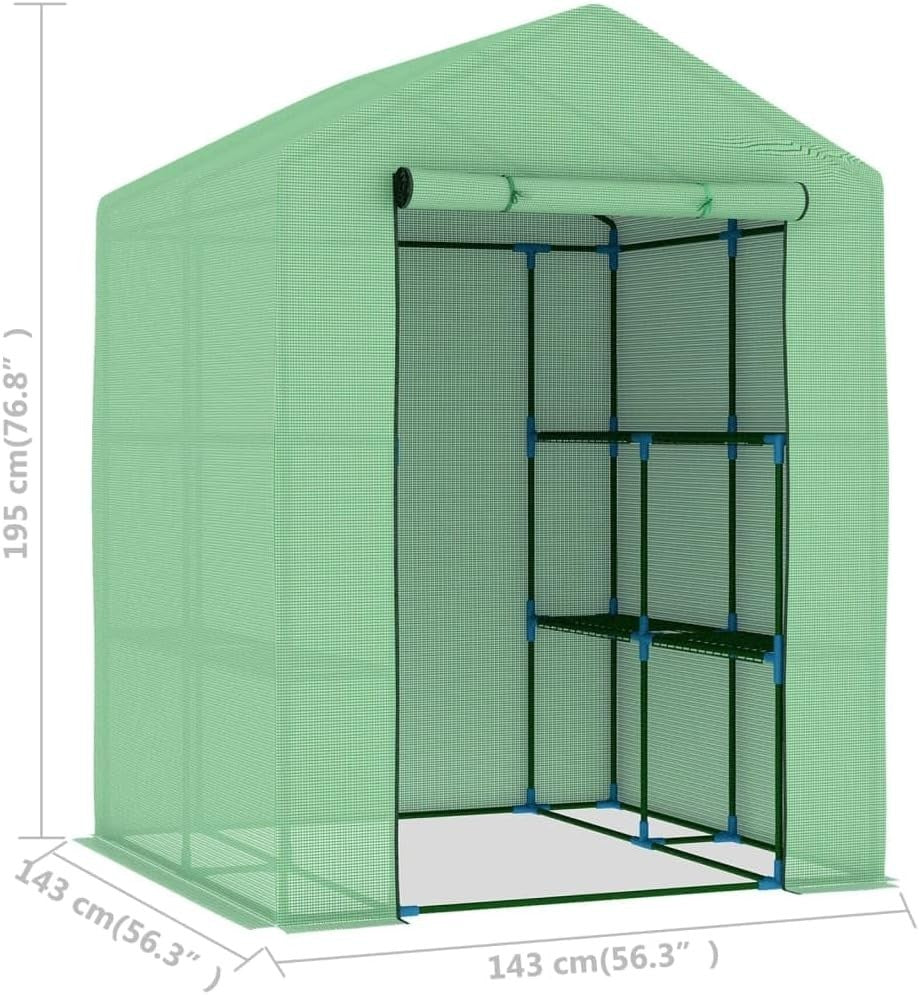Heavy Duty Walk-In Greenhouse with Shelves | Reinforced PE Cover | Alloy Steel