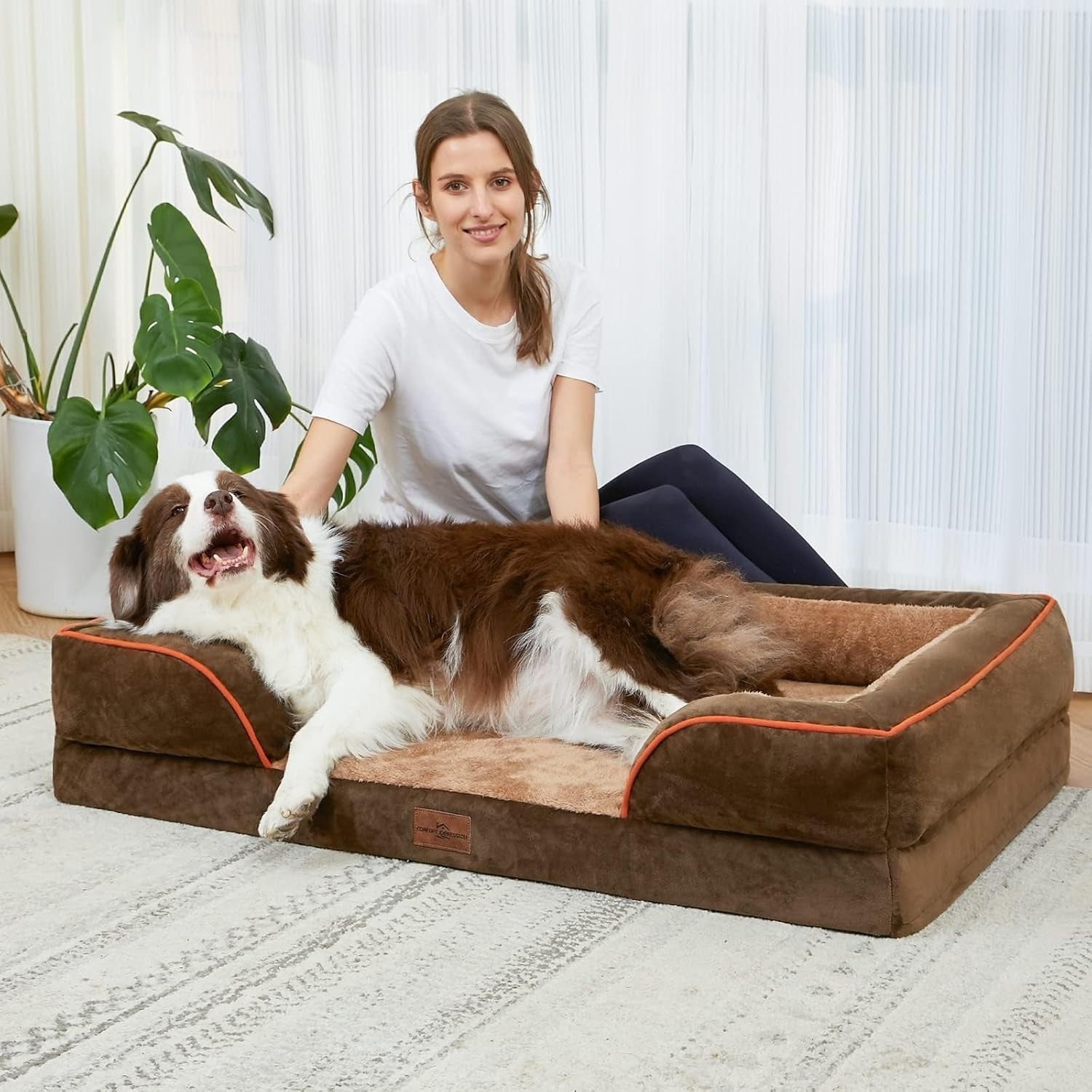 Small Orthopedic Dog Sofa Bed 71x48x15cm Waterproof Washable Brown