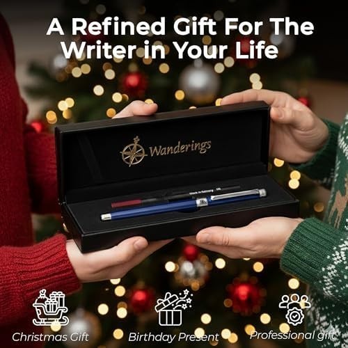 Luxury Rollerball Pen Fine 0.3mm German Ink Blue Gift Case