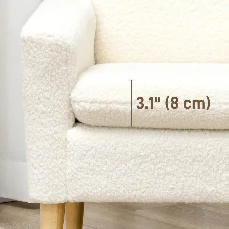 Cream Teddy Armchair Upholstered Lounge Sofa Chair Wooden Legs Seat