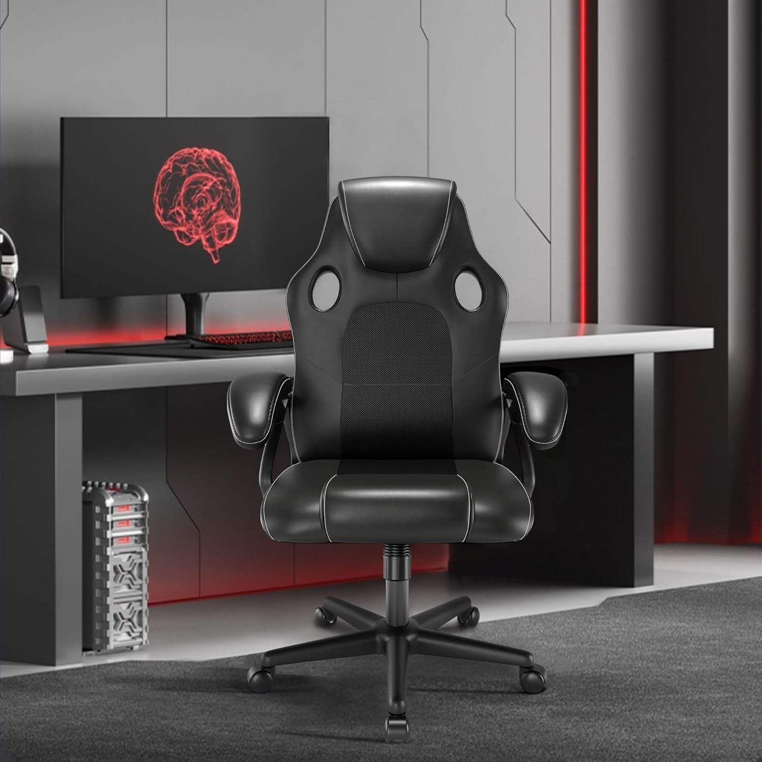 Ergonomic Office Gaming Chair High Back Faux Leather Lumbar Support