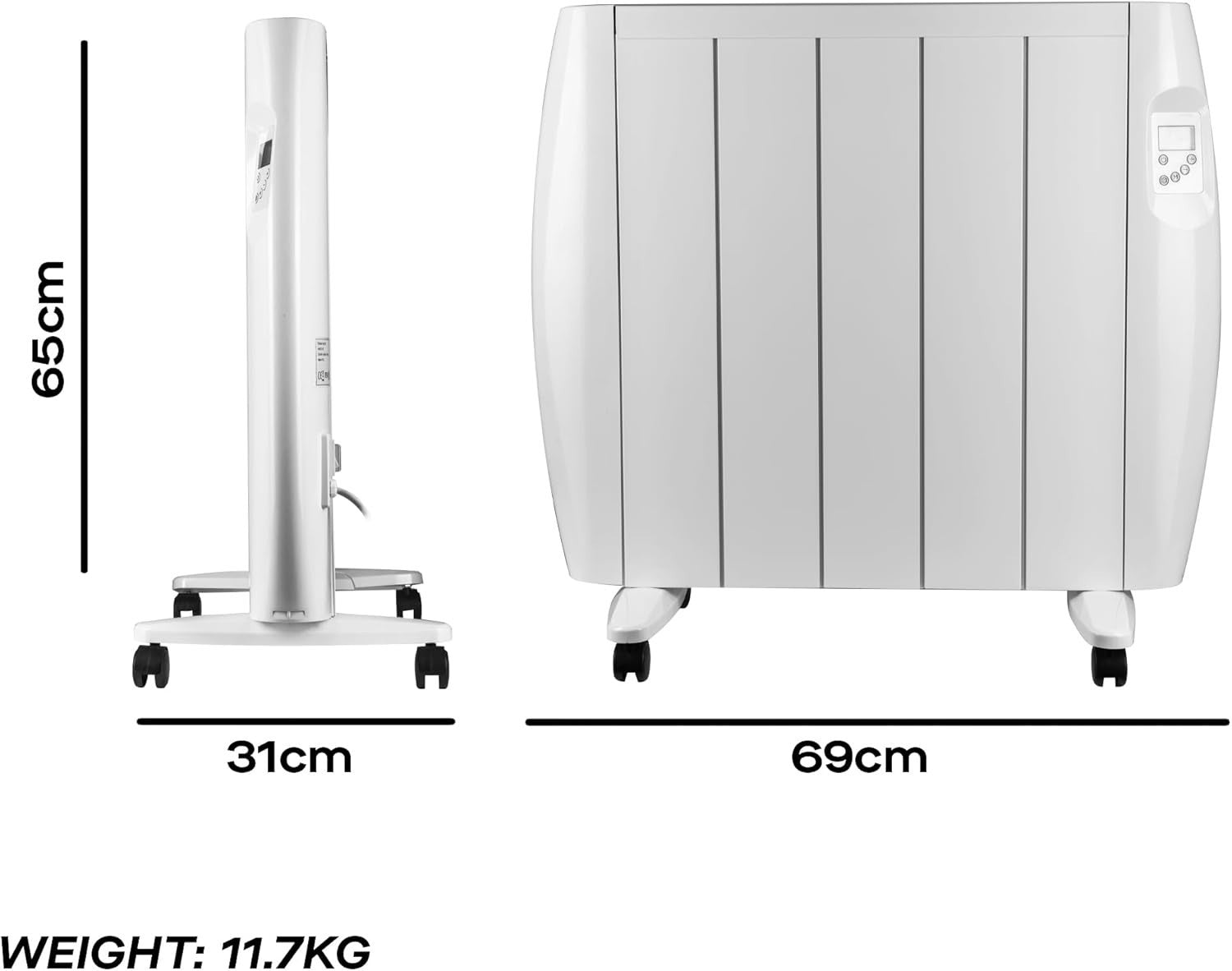 1500W Ceramic Heater Wall Mount or Free Standing with Timer & LCD