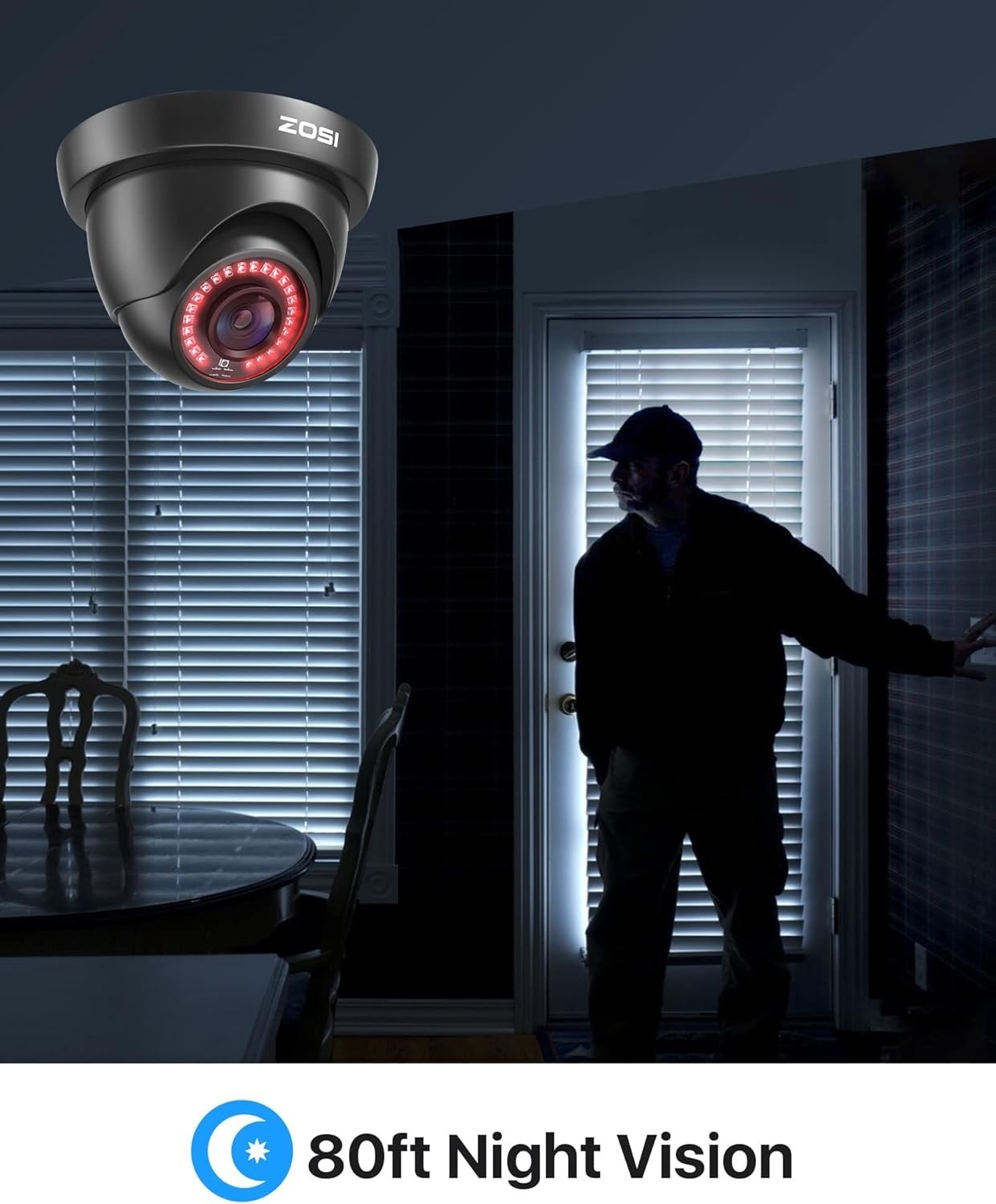 1080P CCTV Dome Cameras 2 Pack HD Security Cameras 80ft Night Vision