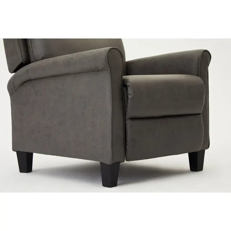 Recliner Armchair Grey Faux Leather High Back Push Back Lounge Chair