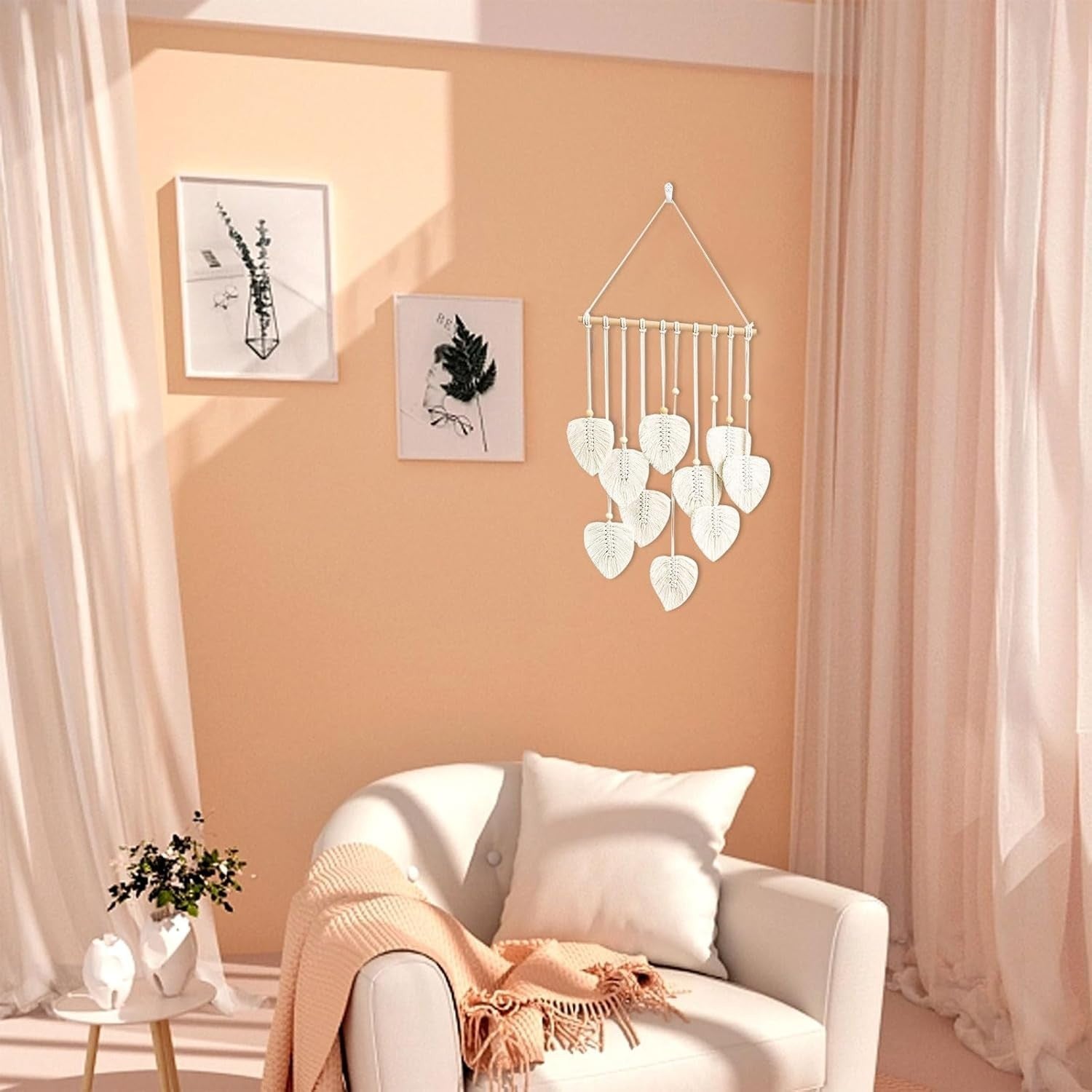 Boho Macrame Leaf Wall Hanging 40x80cm Cotton Tapestry