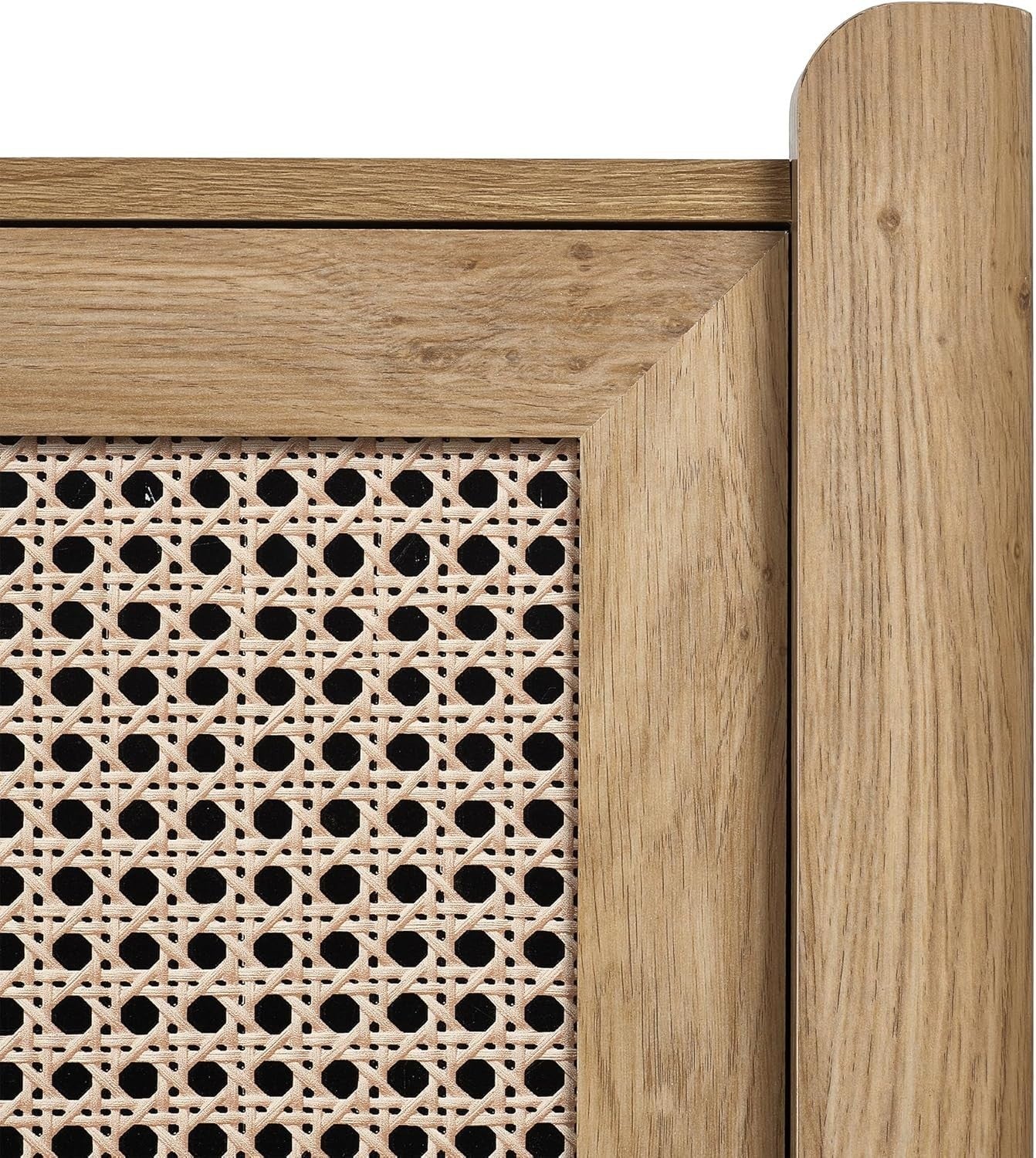 Bohemian Oak Sideboard 3 Doors Storage Cabinet with Shelving for Living Room