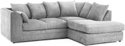 Silver Corner Sofa RH 3-4 Seater | Soft Cord Fabric | Deep Seats UK Made