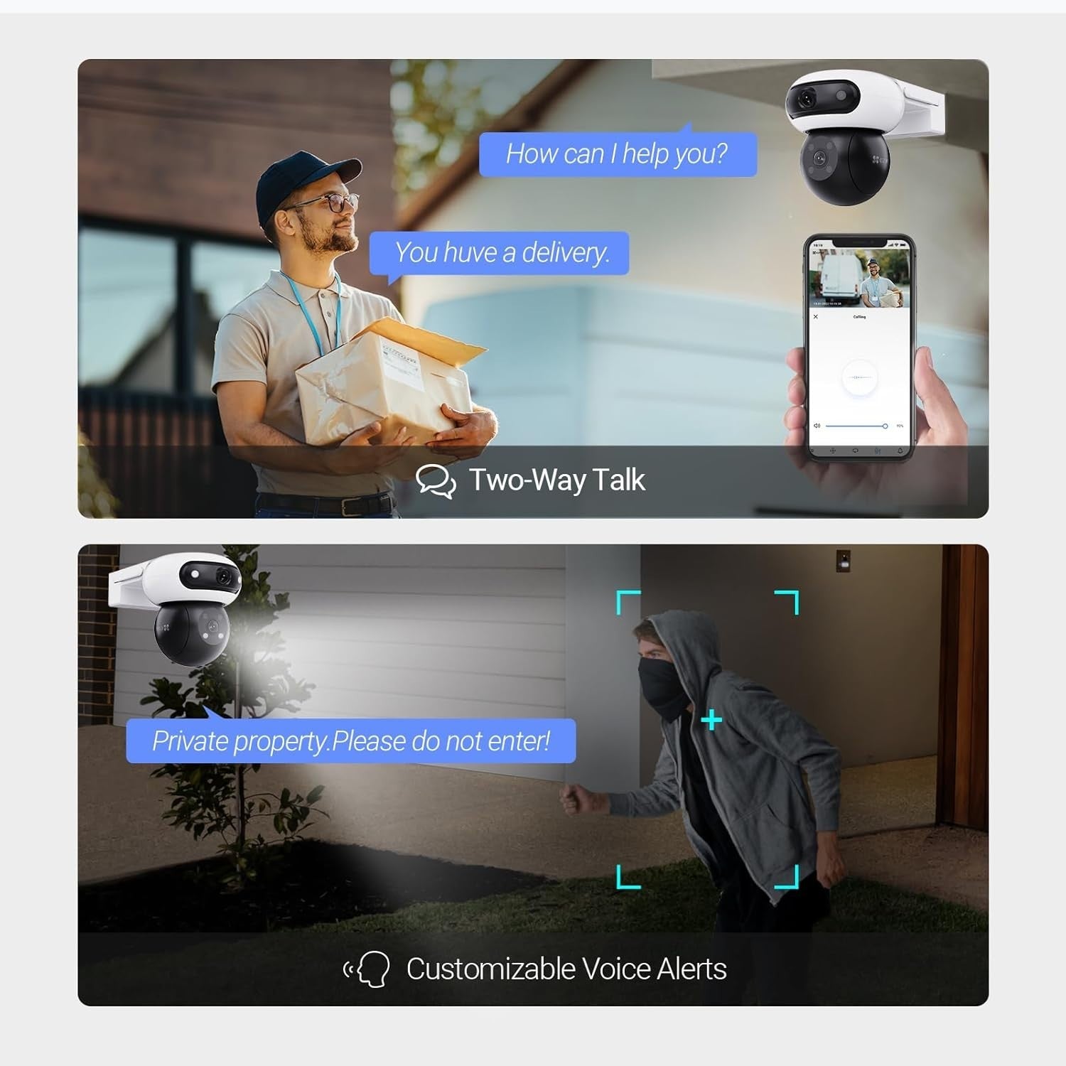 Dual Lens 8MP Security Camera 360° Auto Tracking Color Night Vision