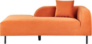 Right Hand Orange Velvet Chaise Lounge Retro Curvy Design with Cushion