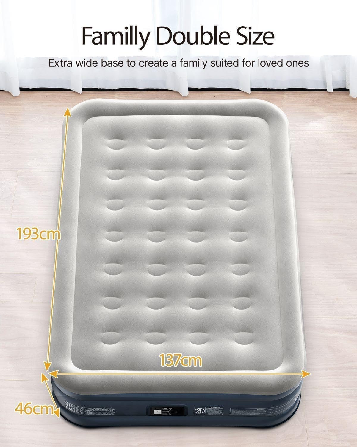 Double Inflatable Air Bed with Built-In Pump Quick Inflate & Deflate 295kg Max