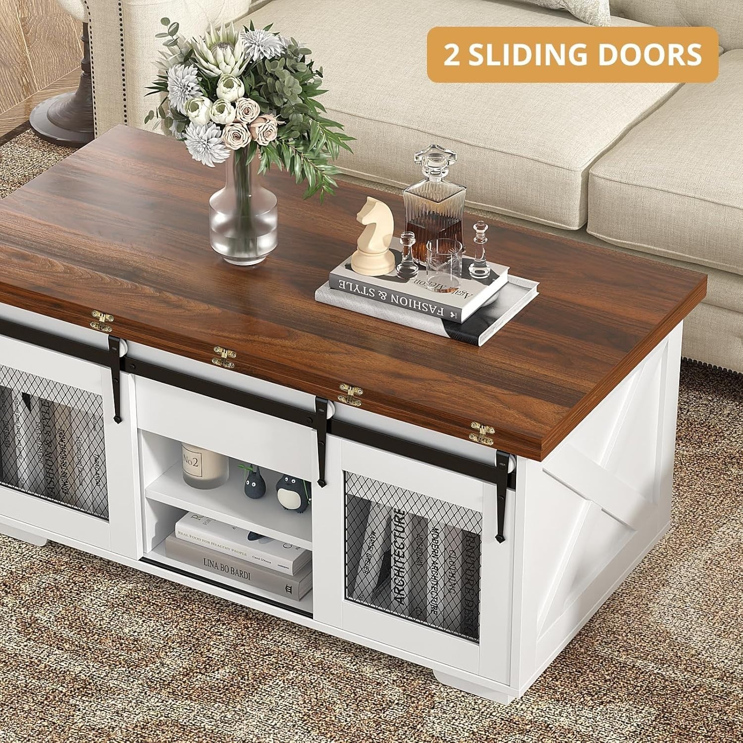 Lift Top Convertible Coffee Table 4-in-1 with Storage & Dining Table Function