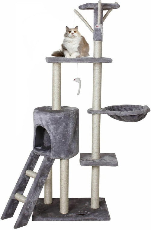 Cat Tree Multi Level Scratching Post Condo Climbing Tower with Hammock Toy