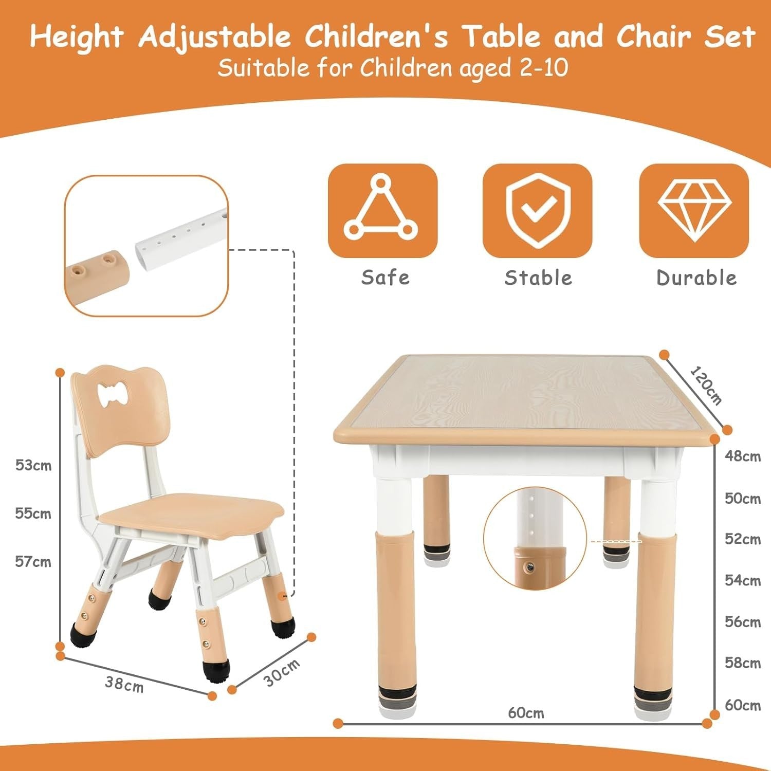 Adjustable Kids Table & 6 Chairs Set – Durable, Safe Plastic, Multi-Use Play.