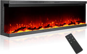Luxury 3-Sided Electric Fireplace Recessed Wall Mounted with Remote & Timer