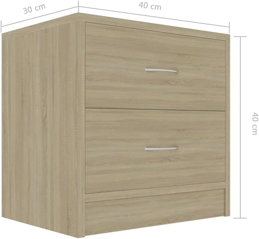 Set of 2 Sonoma Oak Bedside Tables | Modern 2 Drawer Wooden Nightstands