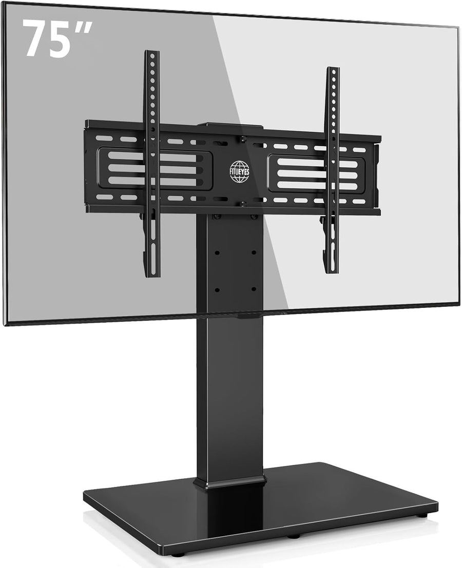 Universal TV Stand 40-75" Swivel Height Adjustable Glass Base 40kg Max Load