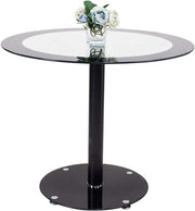 Round Glass Dining Table 90cm Black Tempered Metal Base Kitchen Table