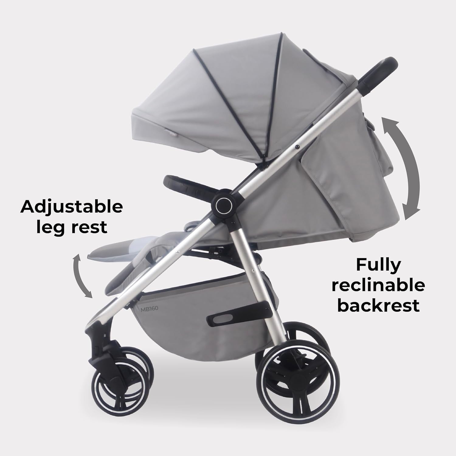 Compact Baby Stroller From Birth to 4 Years 22kg XL Canopy 4 Wheel Suspension