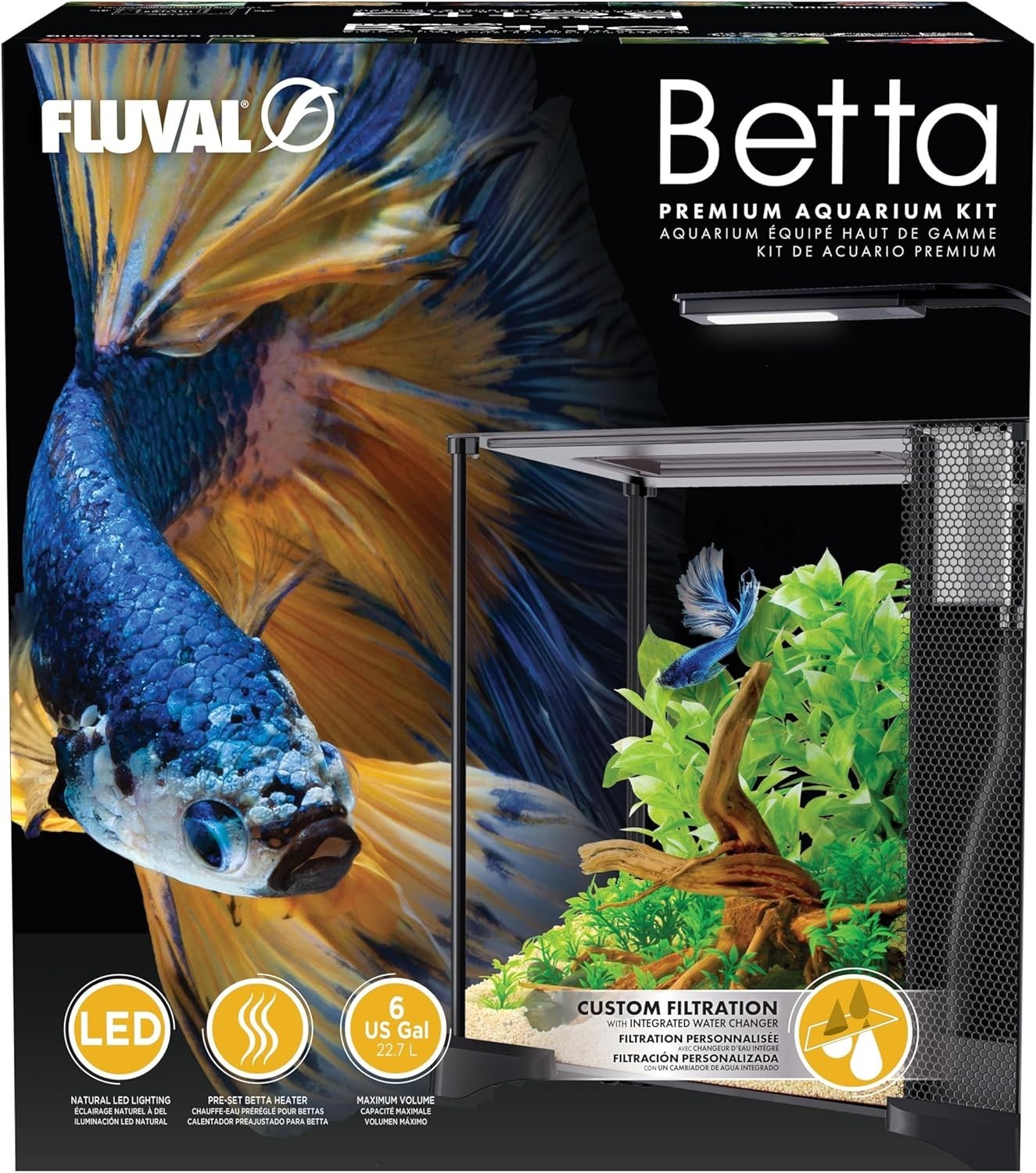 20L Betta Aquarium Kit with Filter, LED Light & Easy Water Change