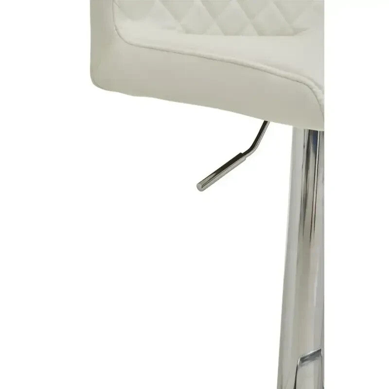 White Chrome Bar Stool Swivel Adjustable PU Leather Kitchen Island Chair