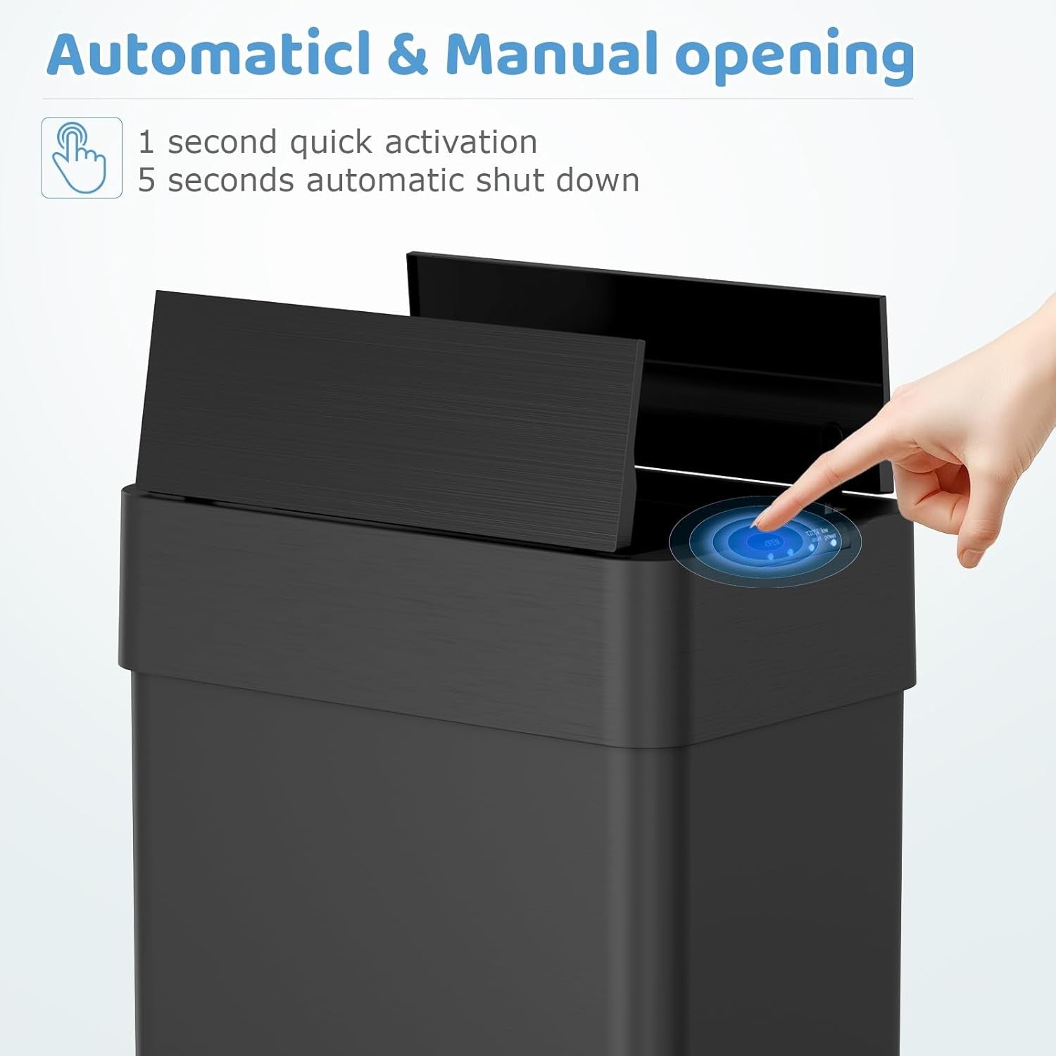 50L Touchless Kitchen Bin | Automatic Sensor Trash Can Black