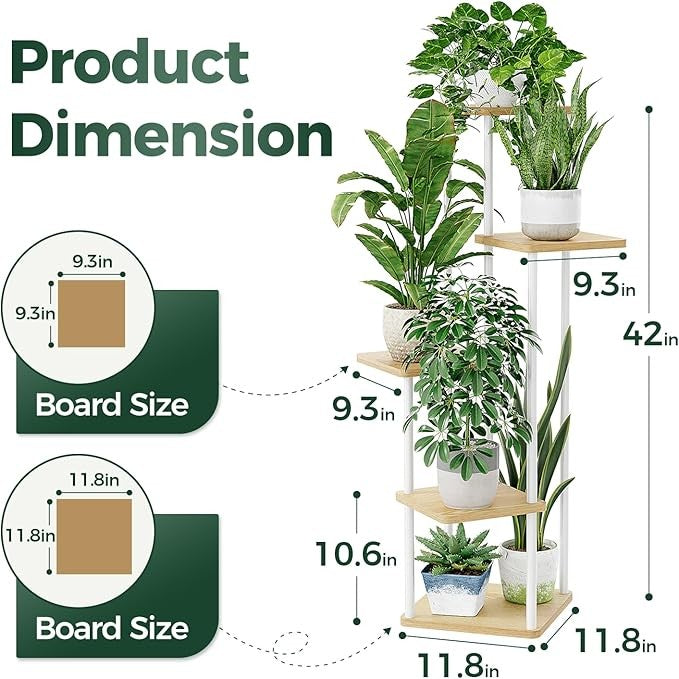 5 Tier White Metal Plant Stand Indoor Outdoor Flower Pot Shelf for Patio Balcony