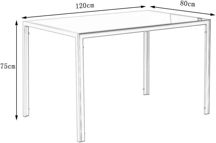 Rectangular Glass Dining Table Set 4 Chairs Modern White PU Leather 120x80x75cm