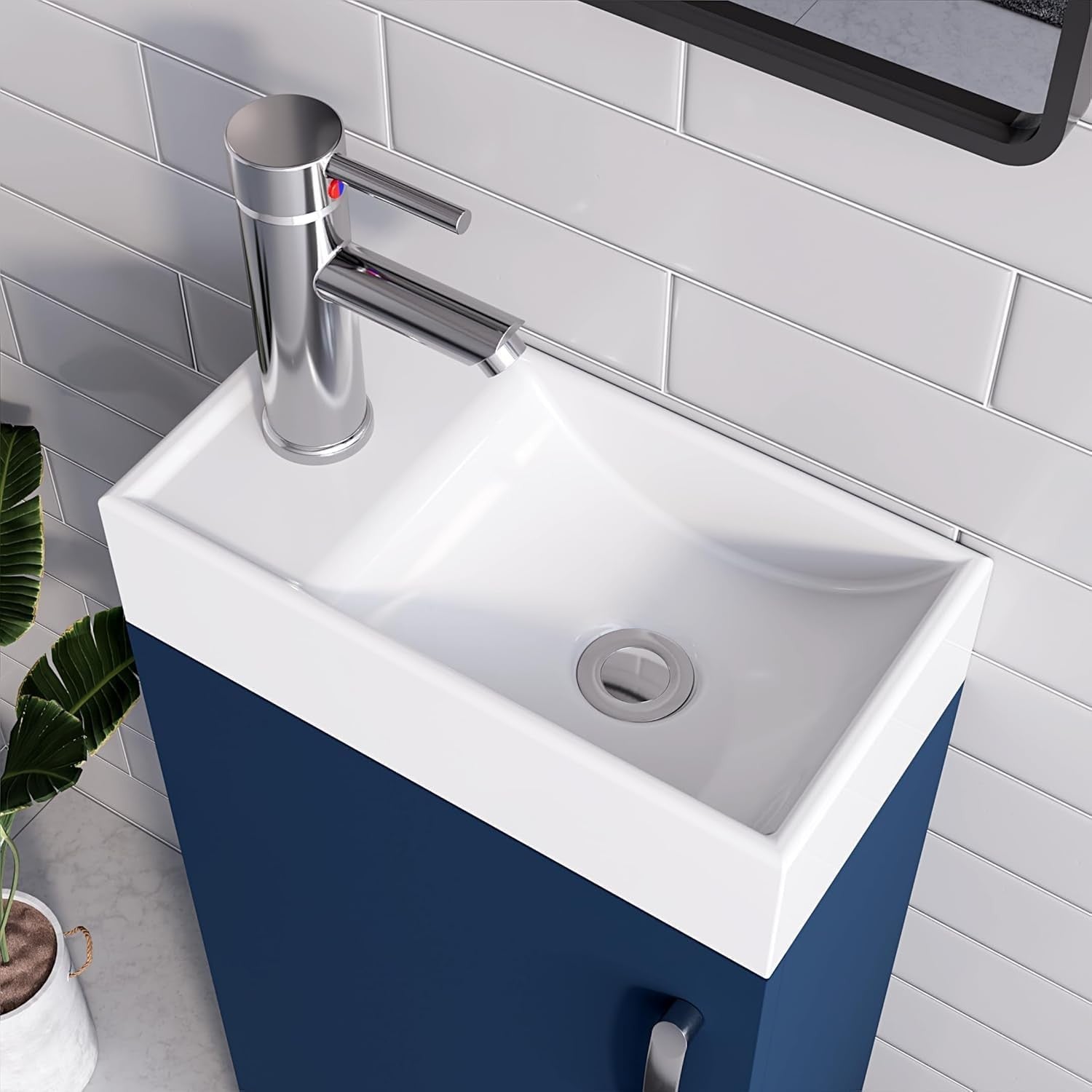 Modern 400mm Bathroom Vanity Unit  Basin Blue Floor Standing Sink Cabinet