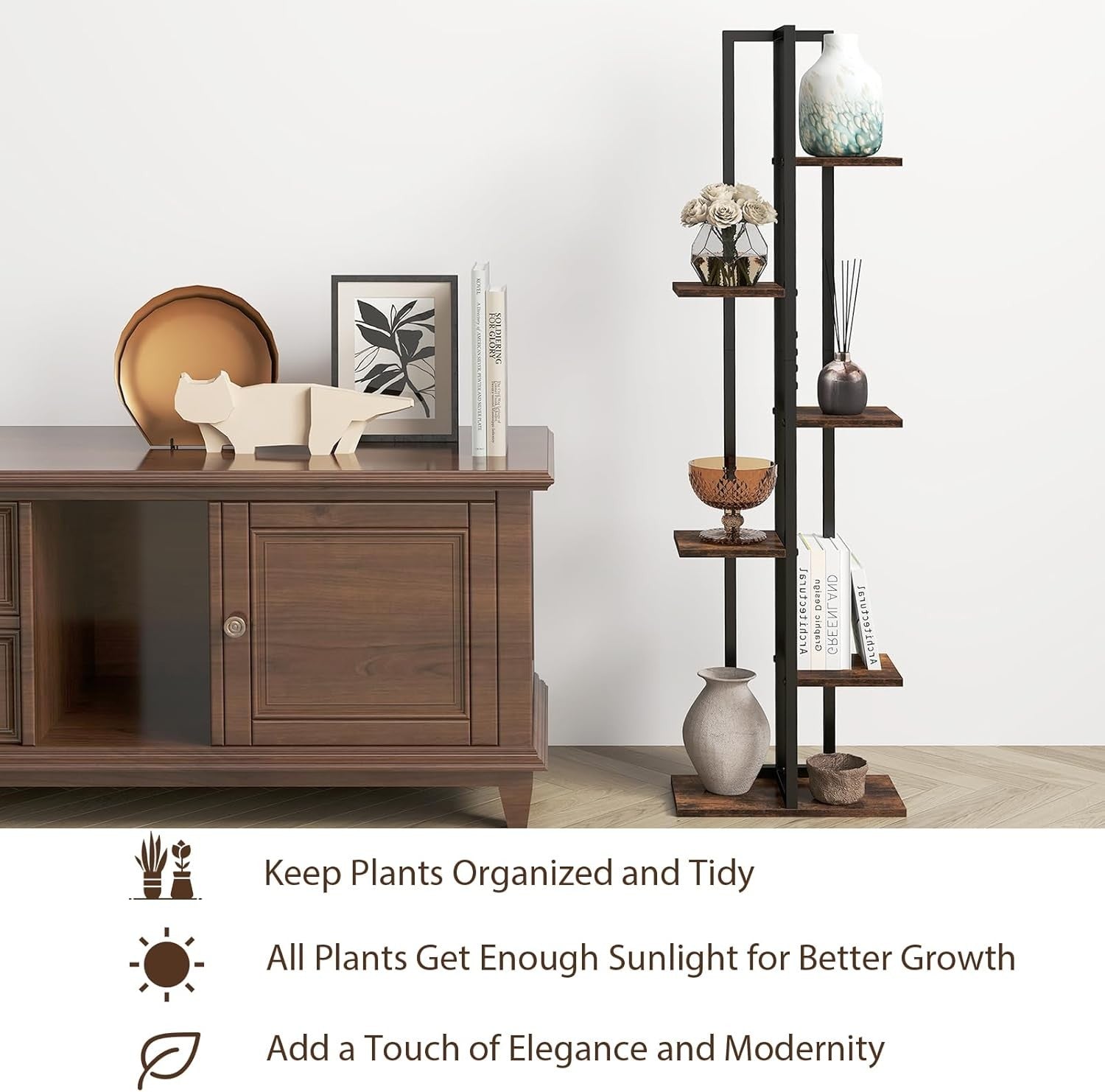 Set of 3 Tall Metal Plant Stands 4+5+6 Tier Indoor Flower Shelf for Home Garden