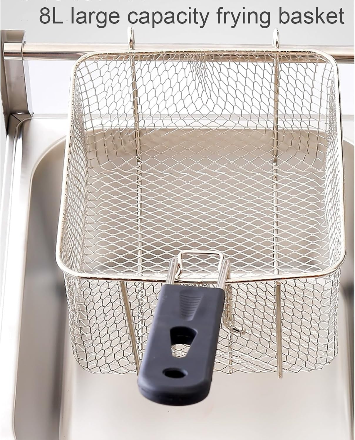 Commercial Gas Deep Fryer 8L Stainless Steel Countertop Basket Lid