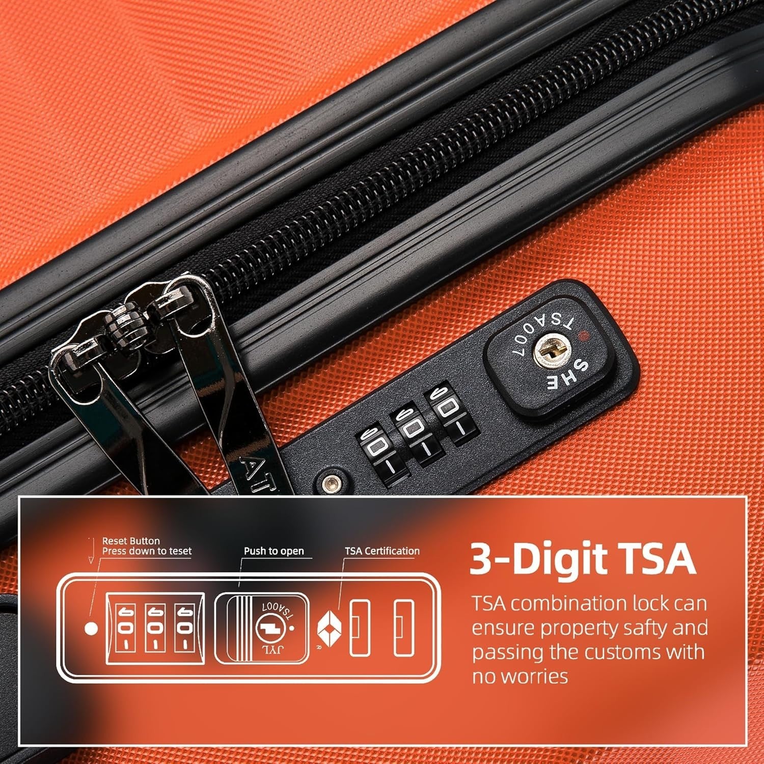 Medium Check In Suitcase ABS Hard Shell Lightweight 4 Spinner Wheels TSA