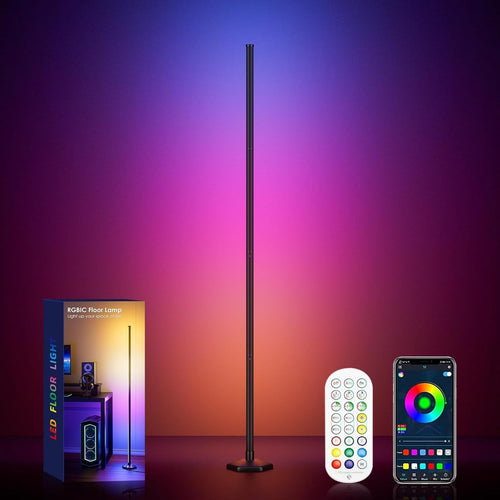 RGB LED Corner Floor Lamp 65in App Remote Music Sync Mood Lighting