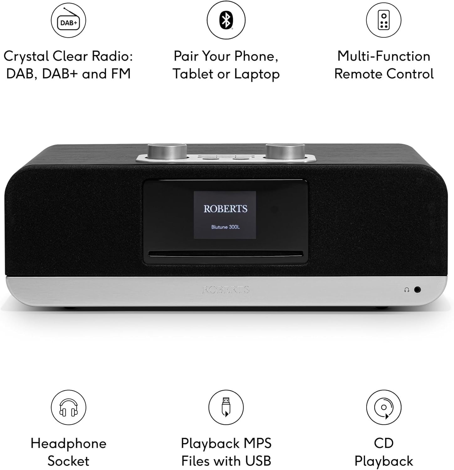 Digital Sound System DAB+ FM CD Player Bluetooth USB Stereo Black