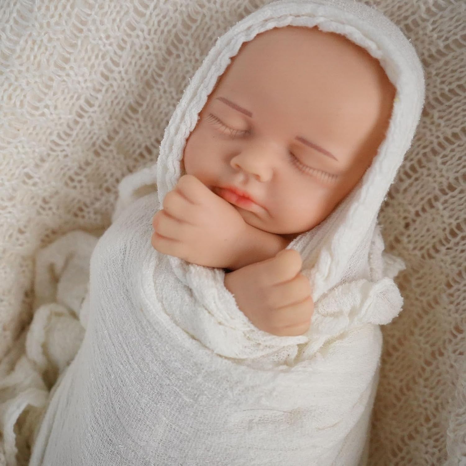 12” Mini Full Silicone Newborn Doll Sleeping Reborn 1:1 Ivory