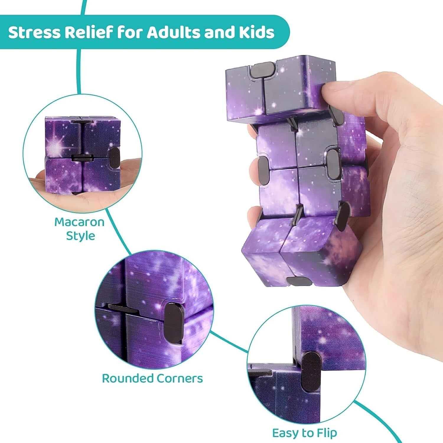 24 Pack Infinity Cube Fidget Toy Mini Stress Puzzle Bulk Party Favors
