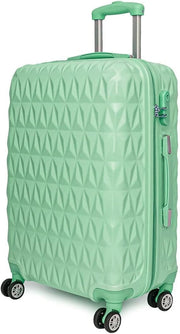 24 Inch Medium Hard Shell Suitcase Lightweight 4 Dual Spinner Wheels Lock Green