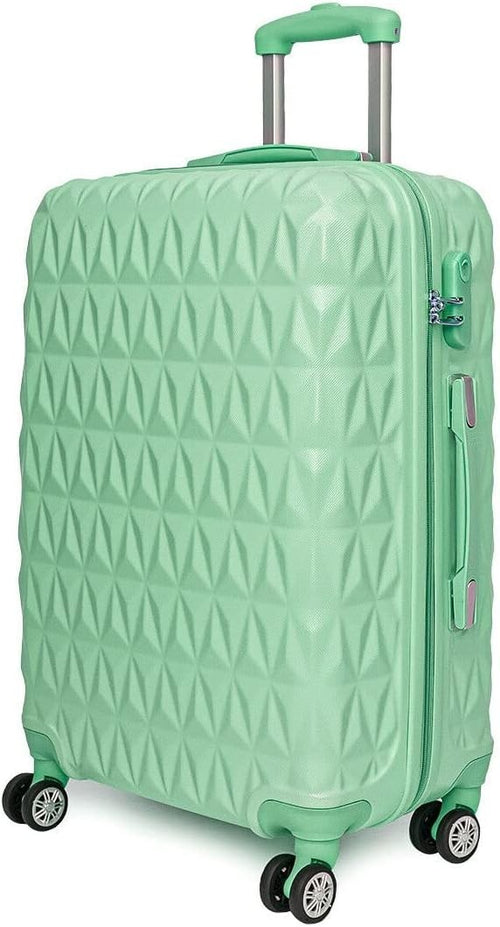 24 Inch Medium Hard Shell Suitcase Lightweight 4 Dual Spinner Wheels Lock Green
