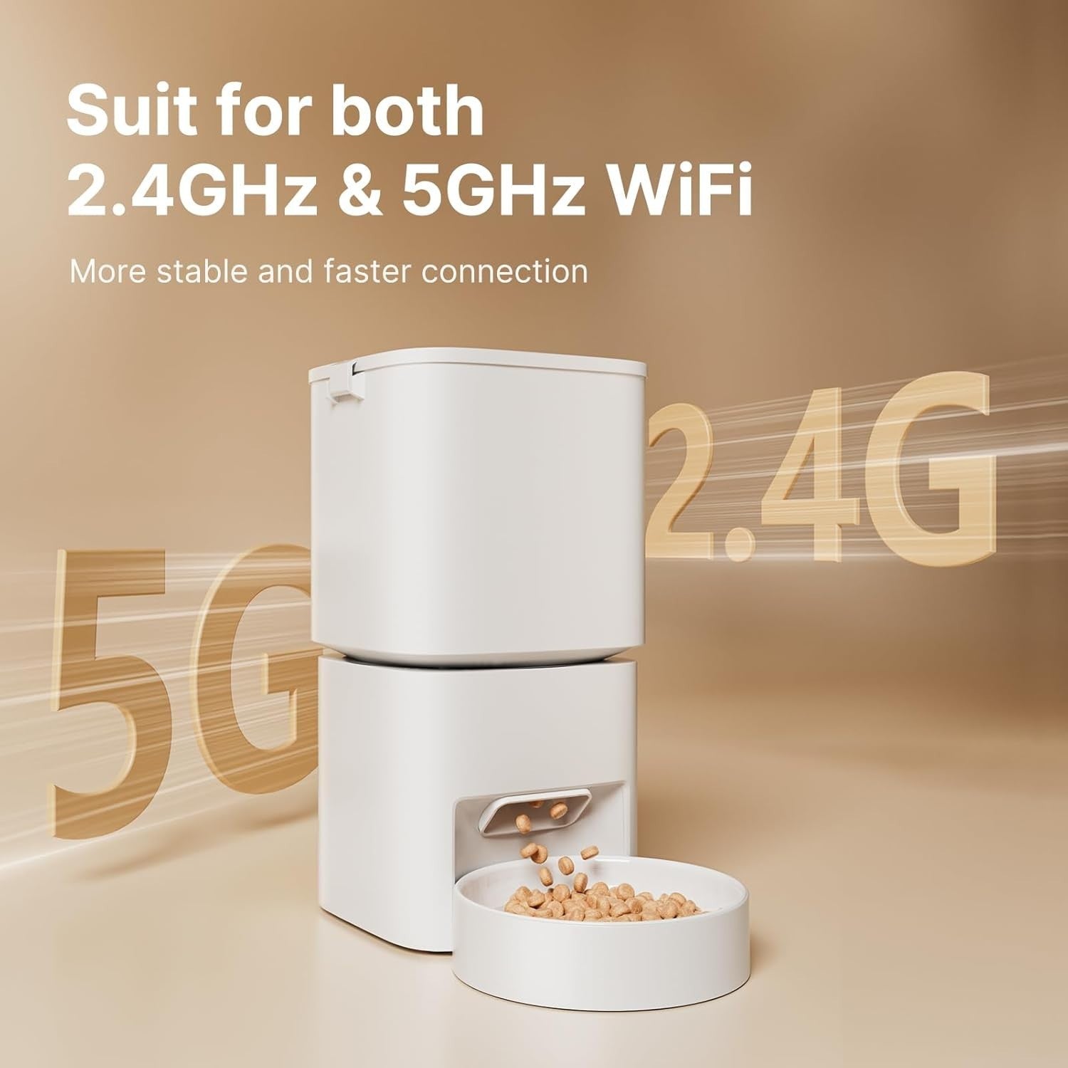 Automatic Cat Feeder 5L WiFi App Control Timer Food Dispenser White