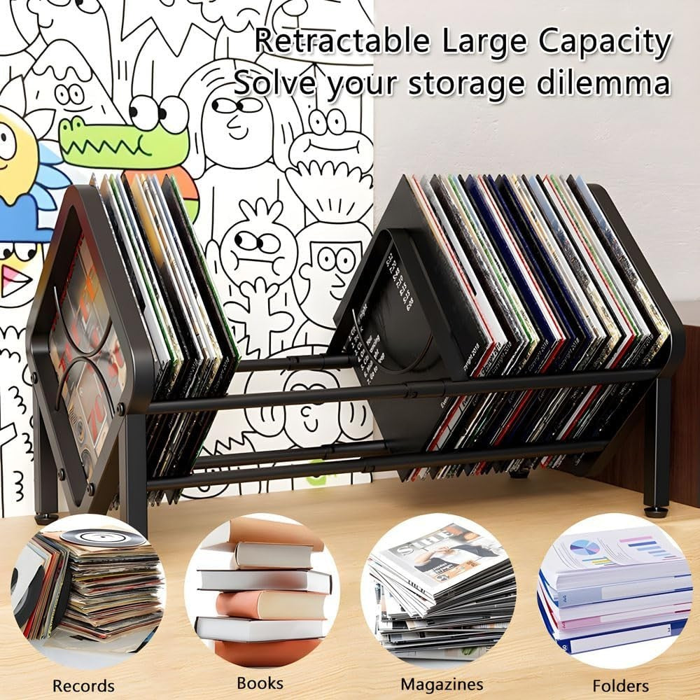 Expandable Vinyl Record Holder LP Storage Rack Metal Album Stand 40-80