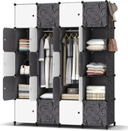 20 Cube Modular Wardrobe Closet Black & White Portable Storage Organizer