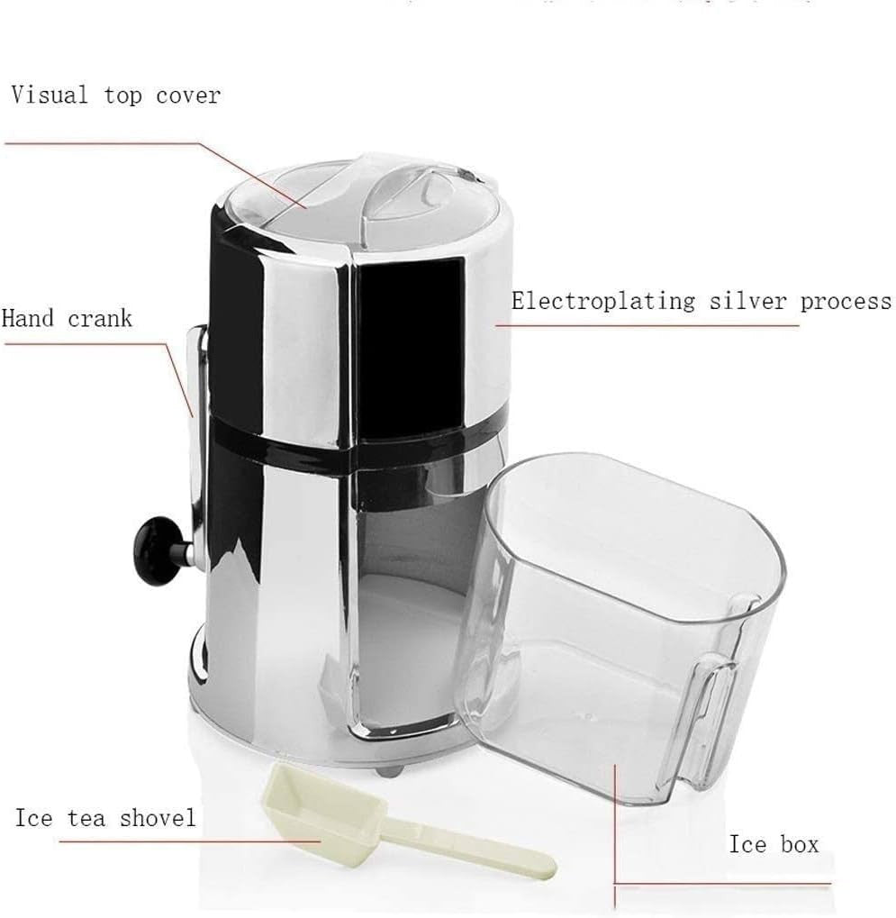 Manual Ice Crusher Stainless Steel Hand Crank Shaved Ice Maker Cocktails