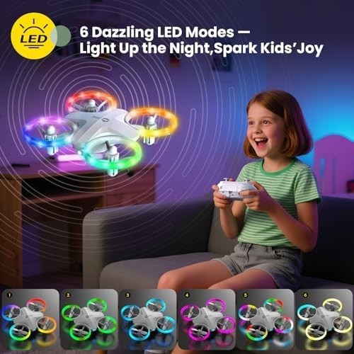 Mini RC Drone for Kids with LED Lights, 360° Flips, Easy Flight, 21 Mins