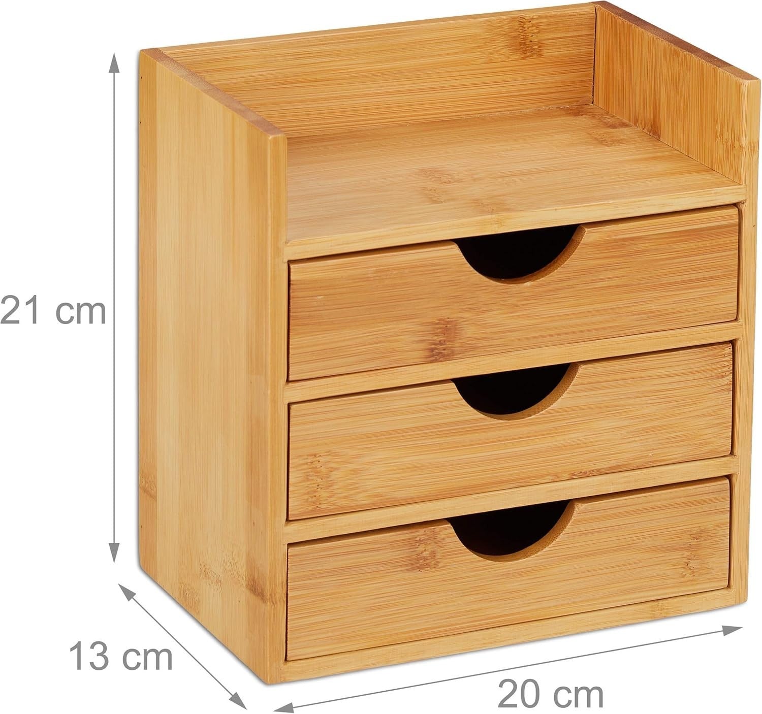 Bamboo Desk Organizer 3 Drawers Desk Tidy Pen Holder Office Storage Unit