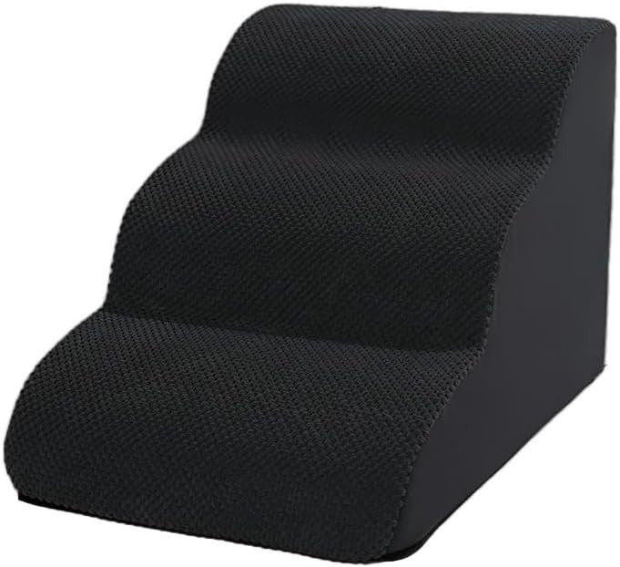 3-Step Dog Stairs Bed Sofa Non-Slip Foam Pet Ladder Black