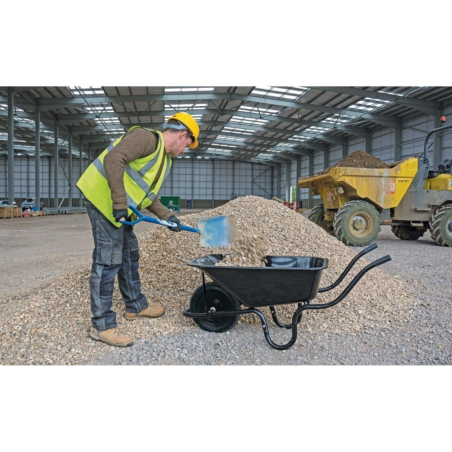 85L 1-Wheel Metal Wheelbarrow – Black – Heavy Duty Tray w/ Pneumatic Tyre 150kg