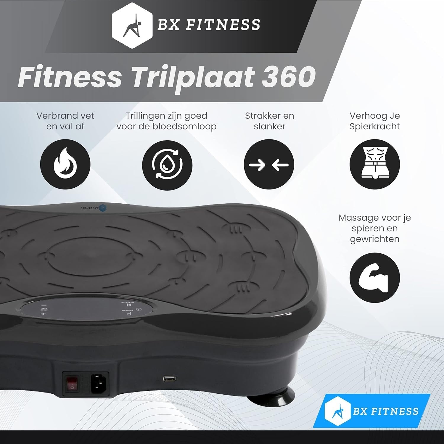 360° Vibration Plate Exercise Machine App Control LED Display 150kg