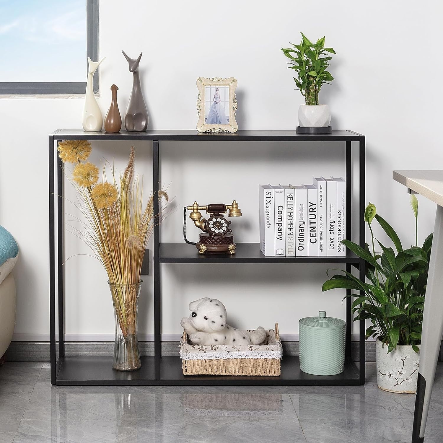 Metal Console Table with 3 Shelves – Space-Saving, Durable, Multi-Use Entryway O