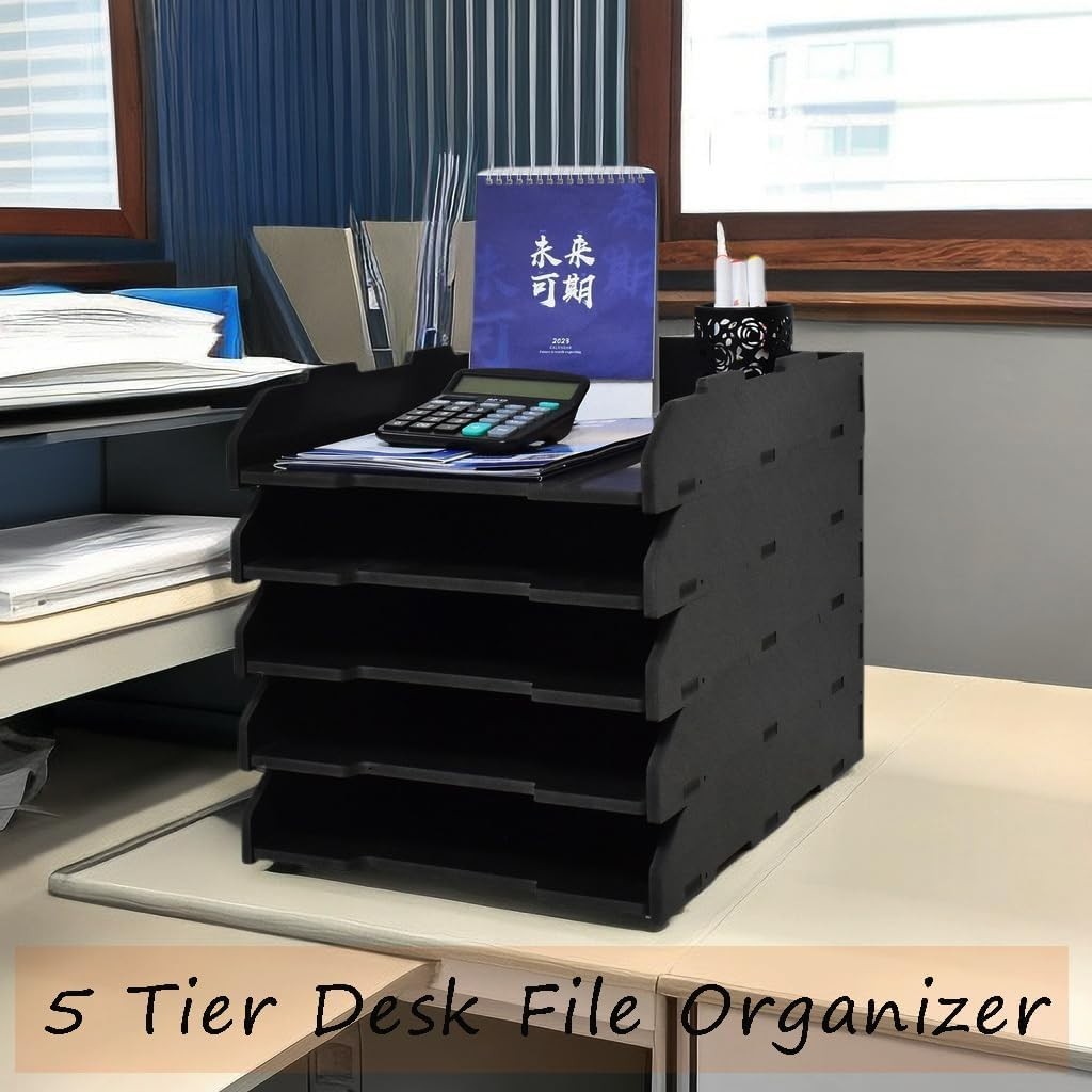 A3 3-Tier Desktop Paper Tray Organizer – Stackable File Holder, Office Storage