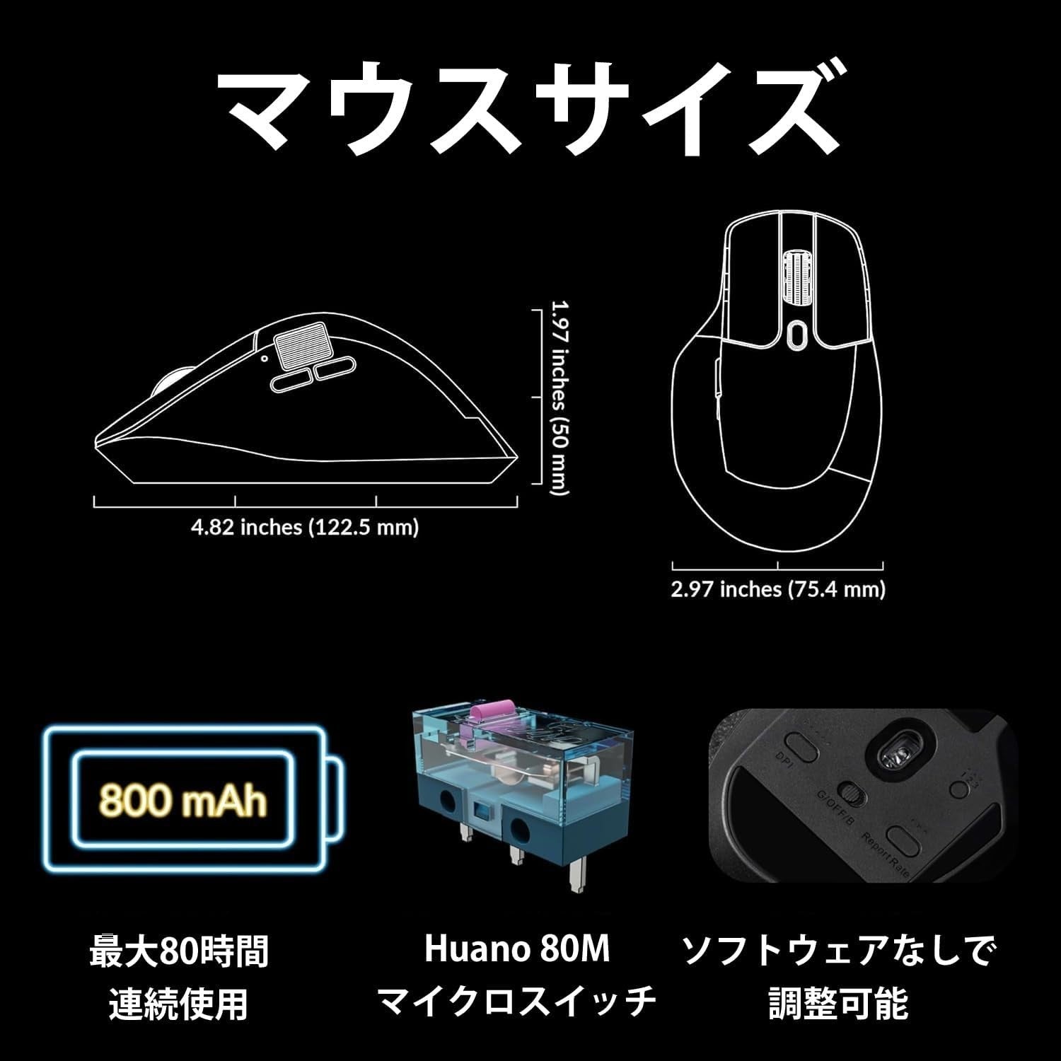 Wireless Ergonomic Mouse Dual Scroll Bluetooth USB Rechargeable 2.4G